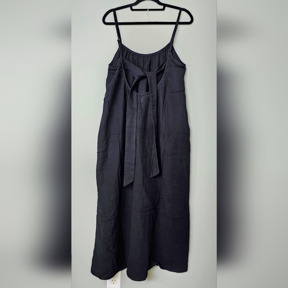 SOL ANGELES Women's Gauzy Cotton Maxi Dress with Side Pockets in BLACK, M/L - Picture 7 of 11